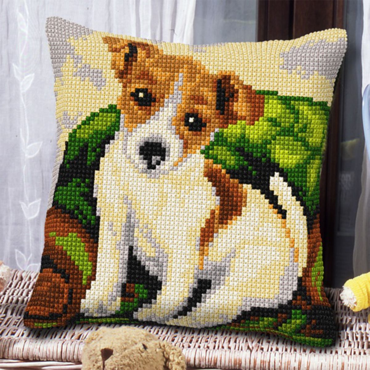 cuscino a forma di cane incrociato
