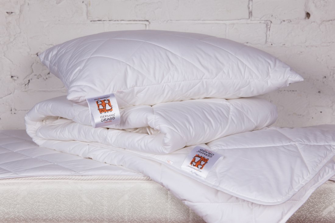 cuscini e coperta in piumino di cigno