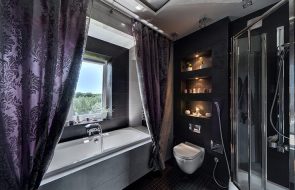 Tende in tessuto per idee per interni del bagno