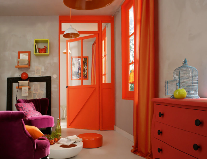 tende arancioni da loft
