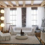 idee di design per tende bianche nel soggiorno