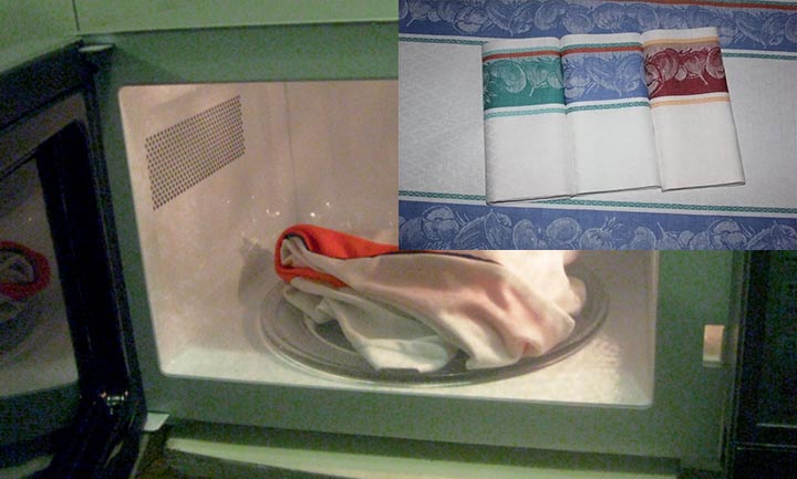 come sbiancare efficacemente gli strofinacci da cucina nel microonde