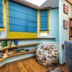 decorazioni fotografiche con tende blu