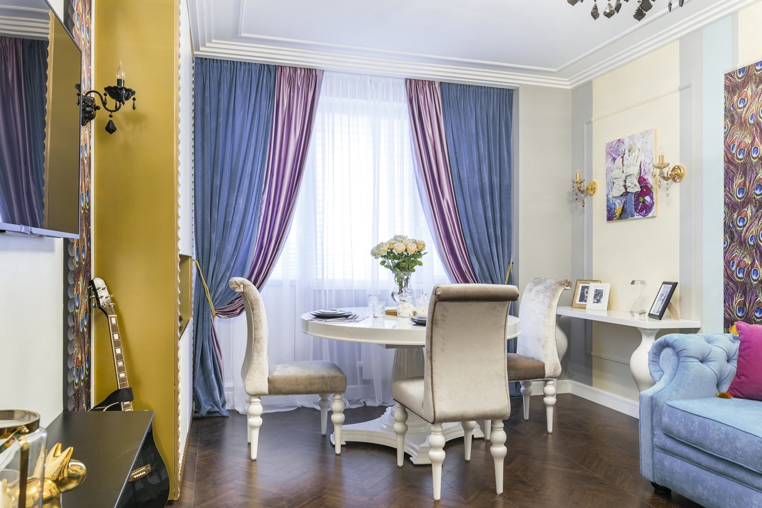 idee di design per tende blu