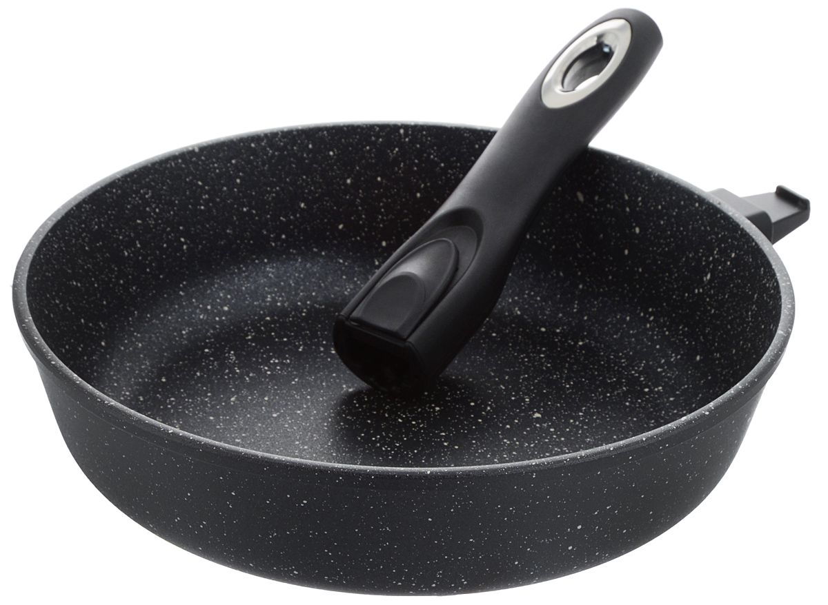 padella in alluminio con manico rimovibile