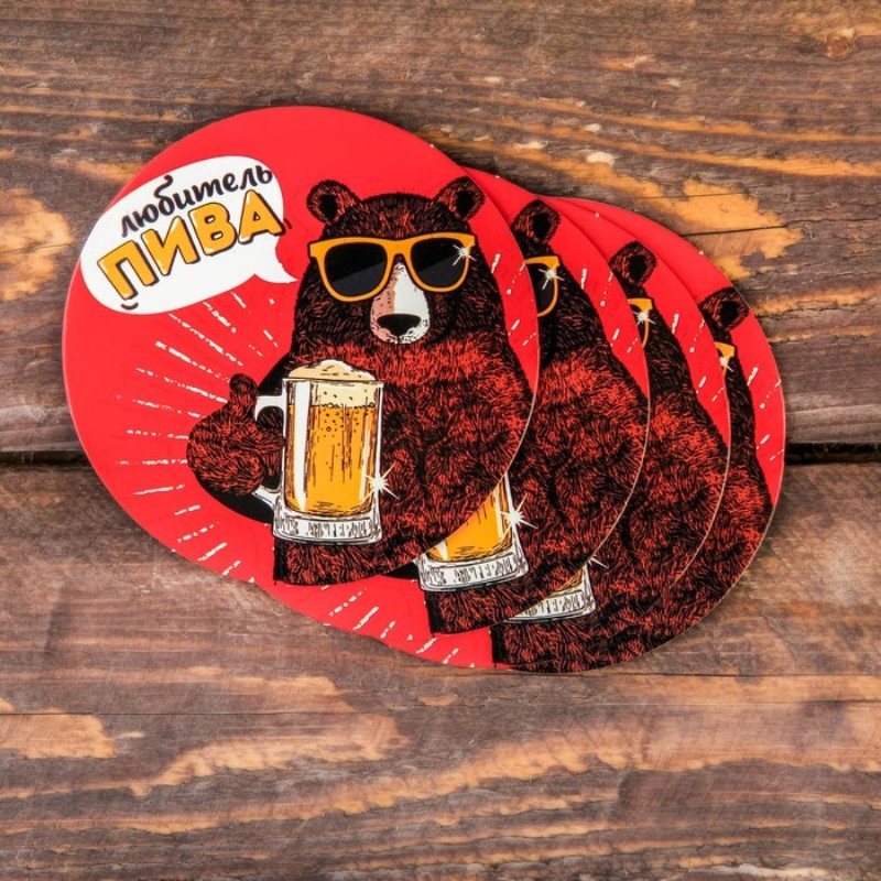 Sottobicchiere di birra con orso