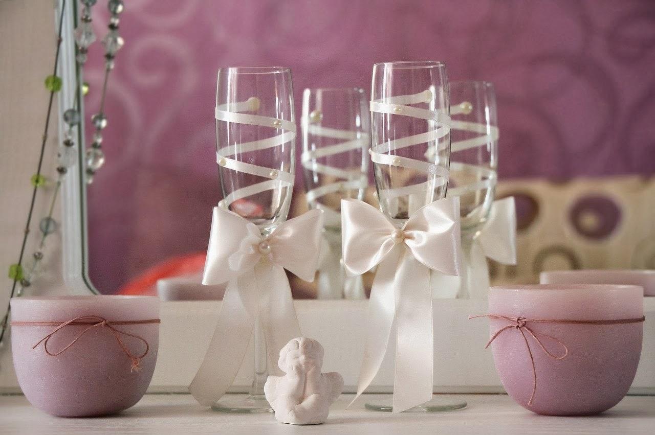 decorare i bicchieri con nastri