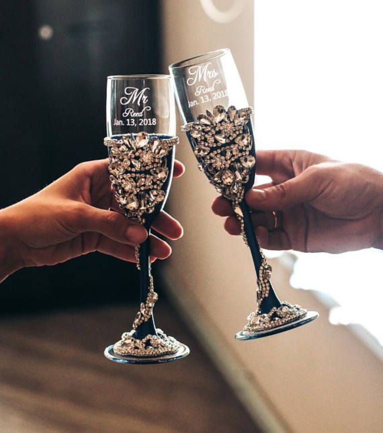 bicchieri da sposa con incisione