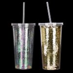 tazze riutilizzabili lucide con coperchio e cannuccia