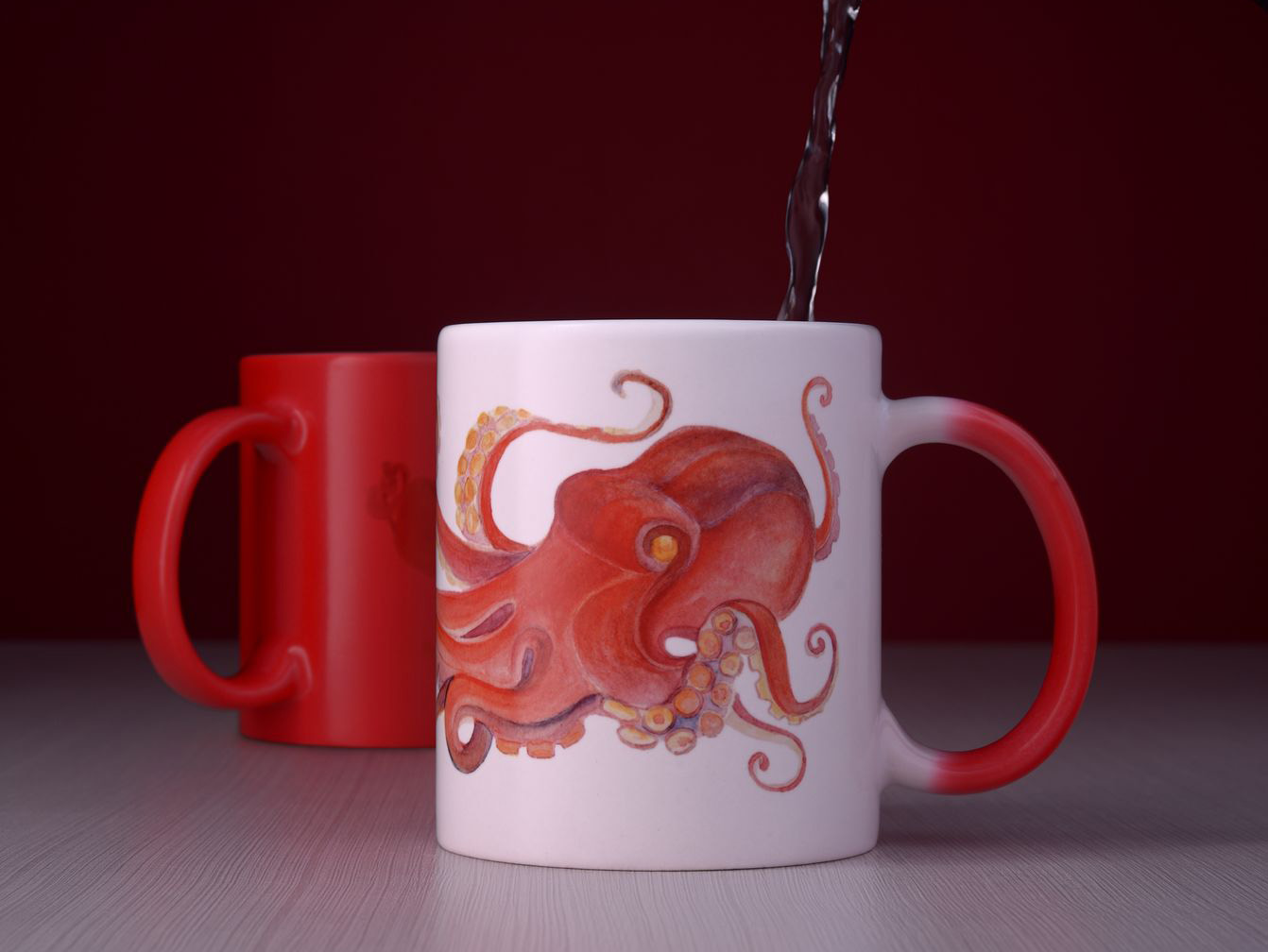 Foto di un camaleonte dalla tazza rossa