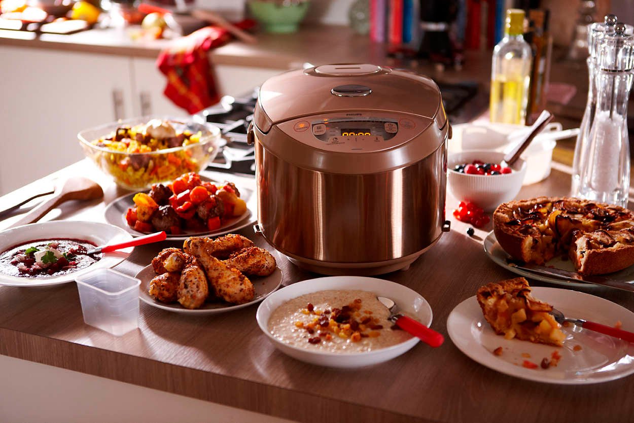 Multicooker con cibo