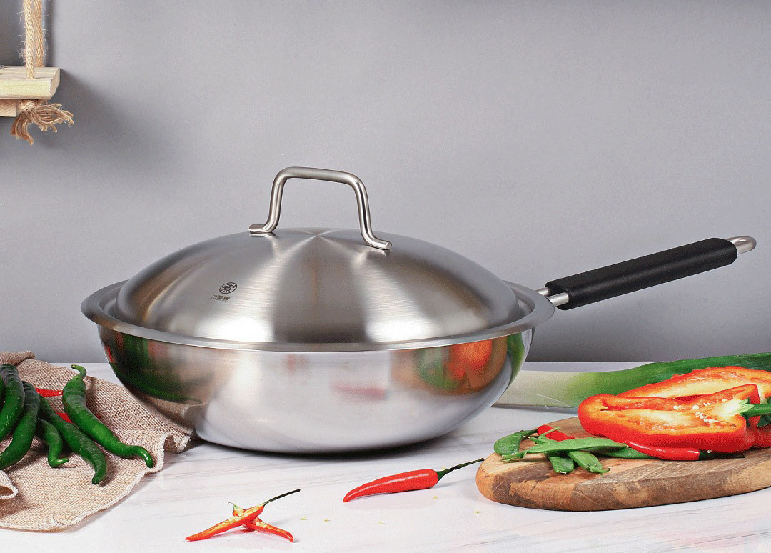 Padella wok in acciaio inossidabile