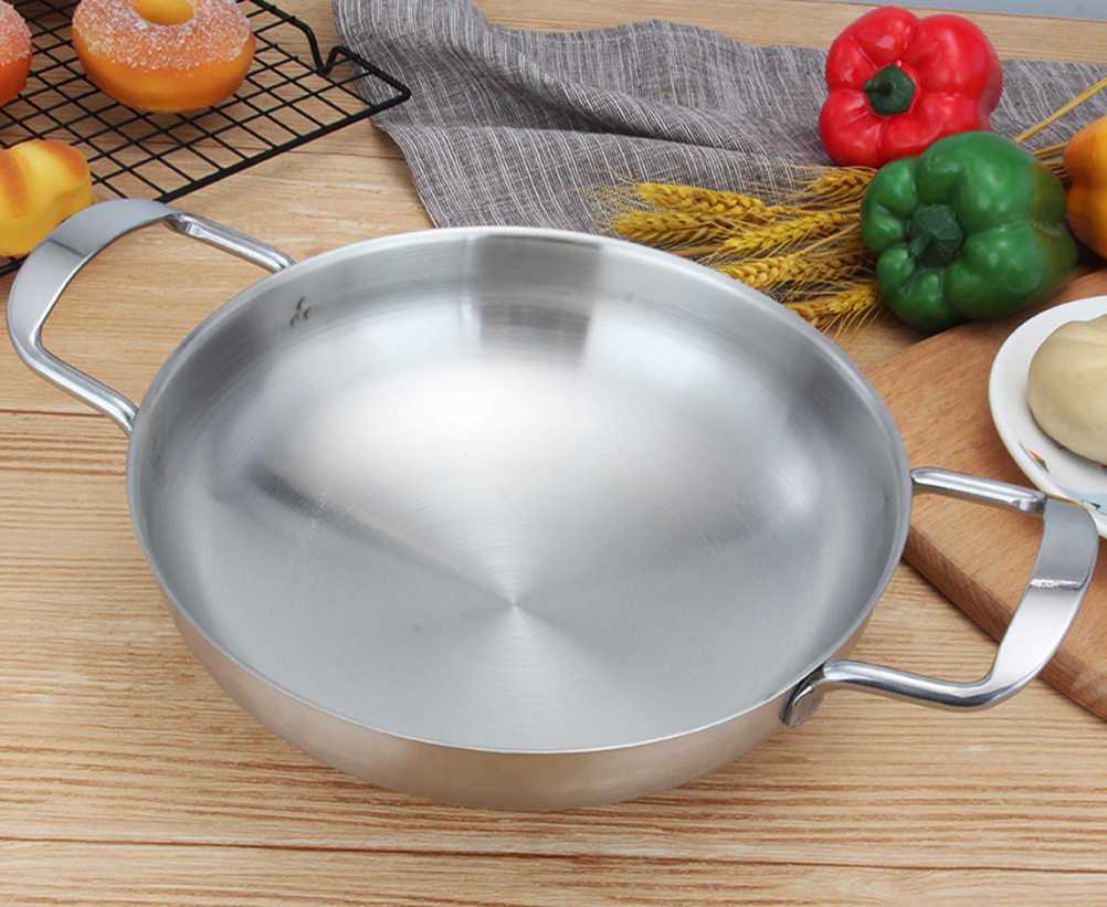 Padella in acciaio inox con due manici