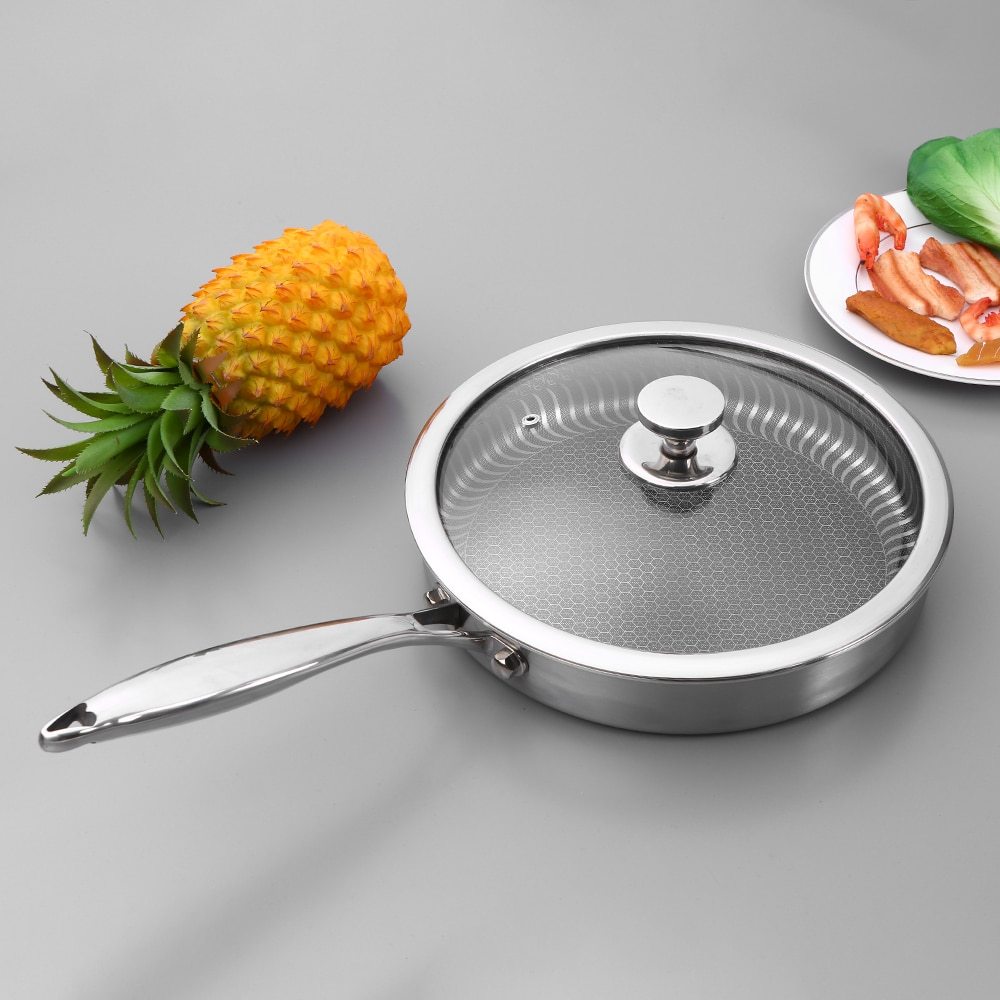 Padella in acciaio inox con coperchio