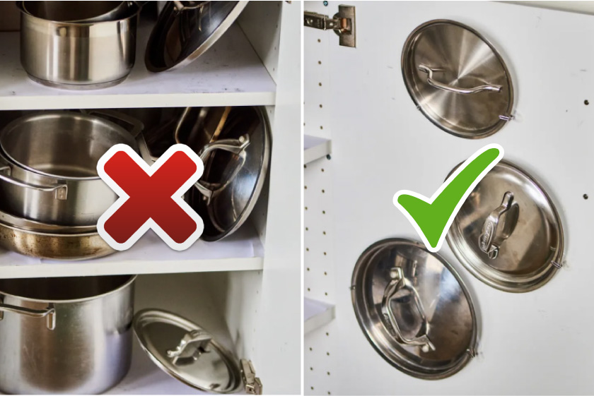 conservare i coperchi in cucina