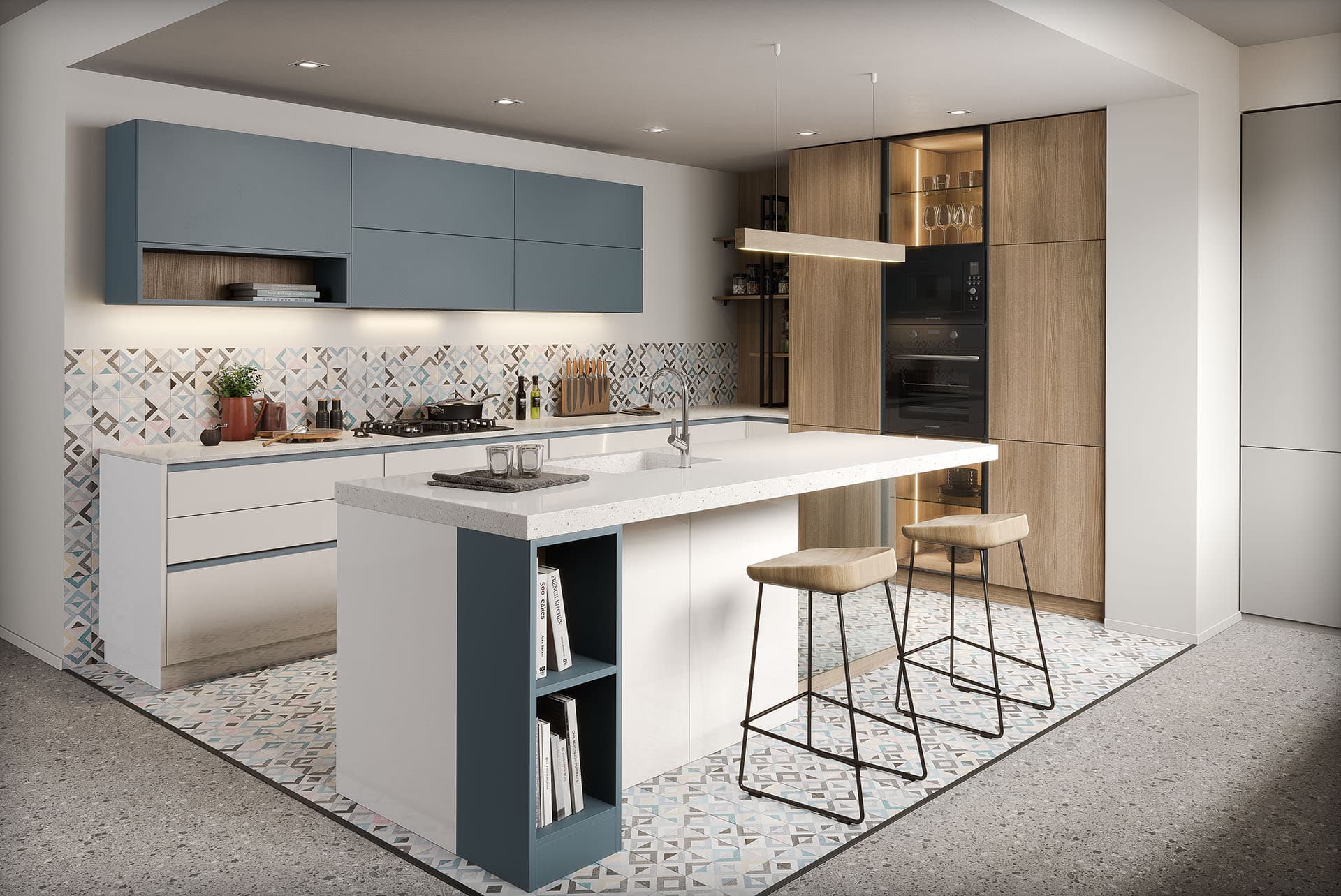 Progettazione di un set da cucina moderno